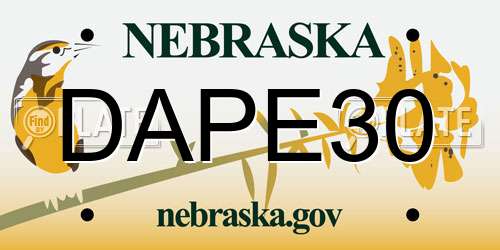 DAPE30 Nebraska License Plate