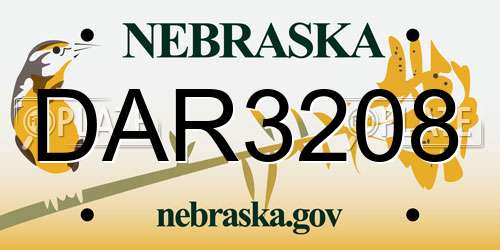 DAR3208 Nebraska License Plate