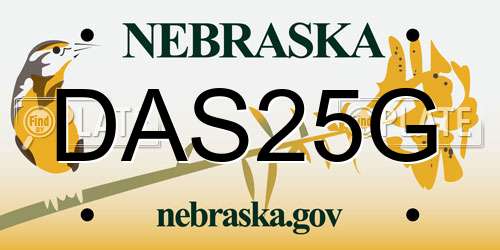DAS25G Nebraska License Plate