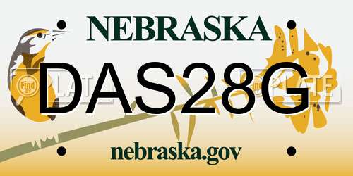 DAS28G Nebraska License Plate