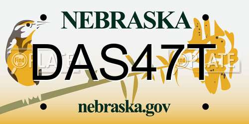 DAS47T Nebraska License Plate