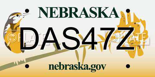 DAS47Z Nebraska License Plate