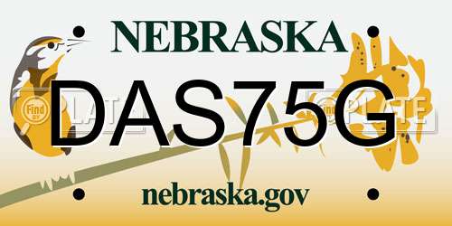 DAS75G Nebraska License Plate