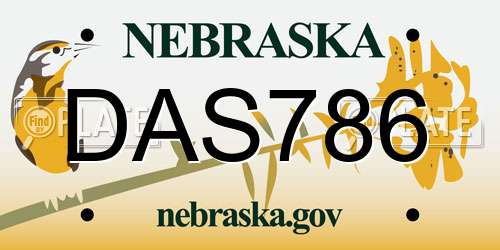 DAS786 Nebraska License Plate