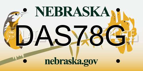 DAS78G Nebraska License Plate