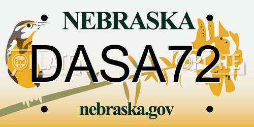 DASA72 Nebraska License Plate