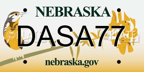DASA77 Nebraska License Plate