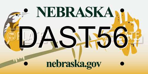 DAST56 Nebraska License Plate