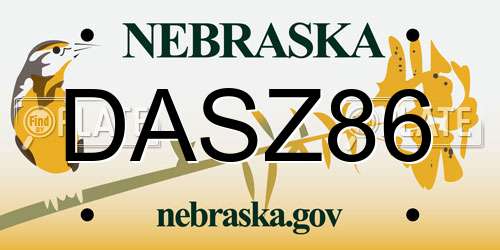 DASZ86 Nebraska License Plate