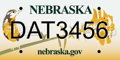 DAT3456 Nebraska License Plate