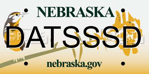 DATSSSD Nebraska License Plate