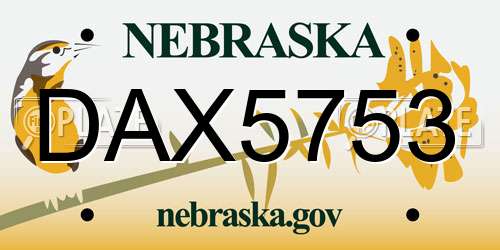 DAX5753 Nebraska License Plate