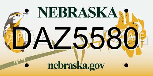 DAZ5580 Nebraska License Plate