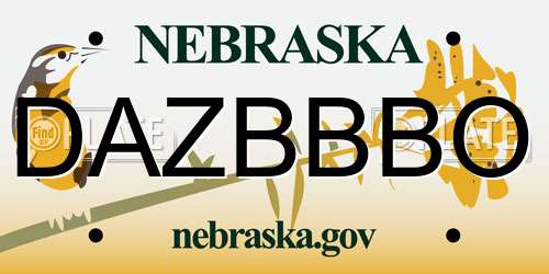 DAZBBBO Nebraska License Plate