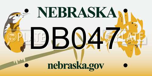 DB047 Nebraska License Plate