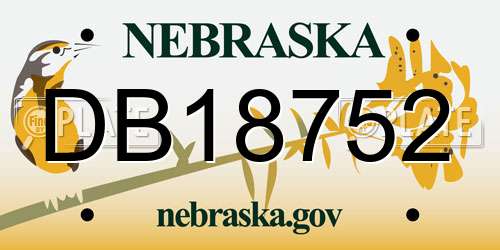 DB18752 Nebraska License Plate