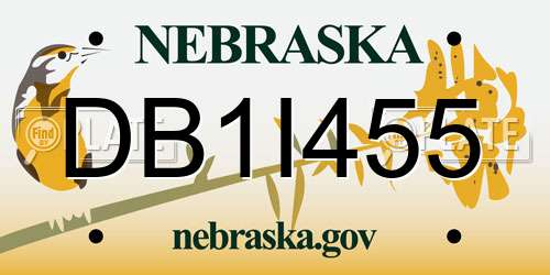 DB1I455 Nebraska License Plate