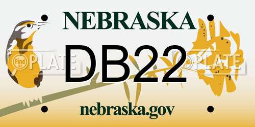 DB22 Nebraska License Plate