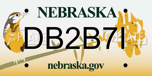 DB2B7I Nebraska License Plate