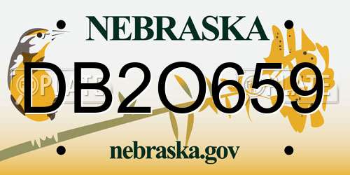 DB2O659 Nebraska License Plate