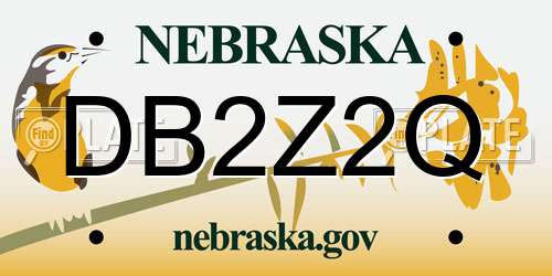 DB2Z2Q Nebraska License Plate