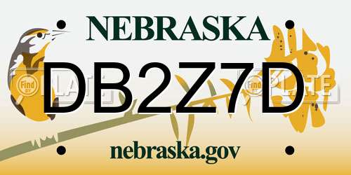 DB2Z7D Nebraska License Plate