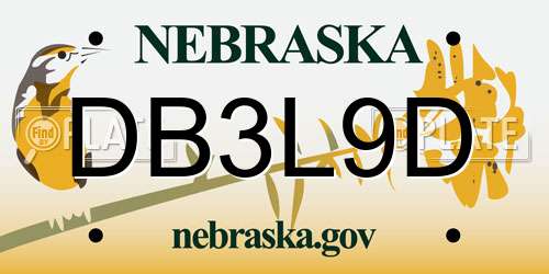 DB3L9D Nebraska License Plate