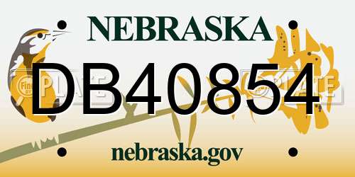 DB40854 Nebraska License Plate