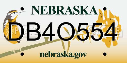 DB4O554 Nebraska License Plate