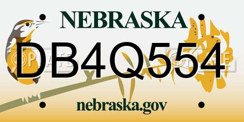DB4Q554 Nebraska License Plate