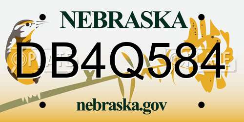 DB4Q584 Nebraska License Plate
