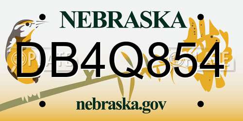DB4Q854 Nebraska License Plate