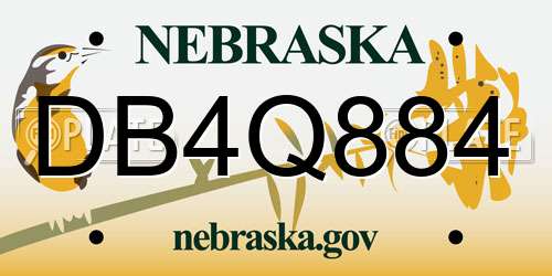 DB4Q884 Nebraska License Plate