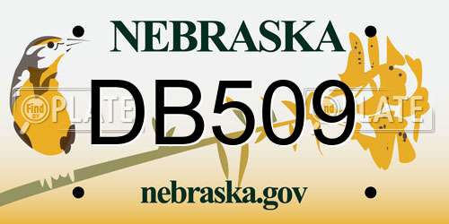 DB509 Nebraska License Plate