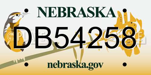 DB54258 Nebraska License Plate