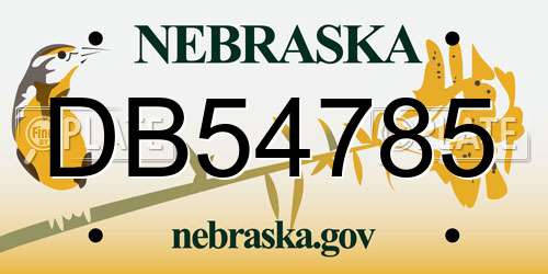 DB54785 Nebraska License Plate