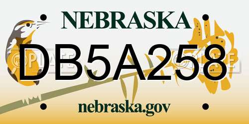 DB5A258 Nebraska License Plate