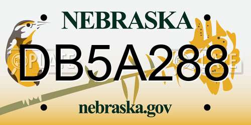 DB5A288 Nebraska License Plate