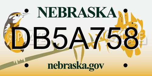 DB5A758 Nebraska License Plate