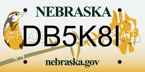 DB5K8I Nebraska License Plate