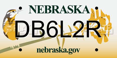 DB6L2R Nebraska License Plate
