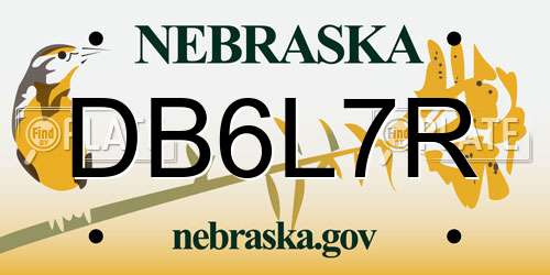 DB6L7R Nebraska License Plate
