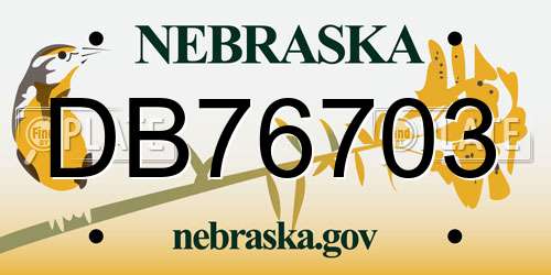 DB76703 Nebraska License Plate