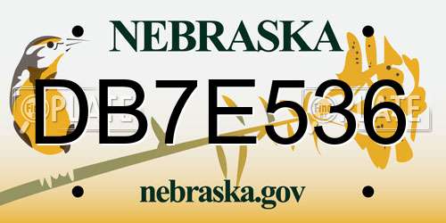DB7E536 Nebraska License Plate