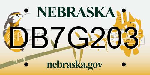 DB7G203 Nebraska License Plate