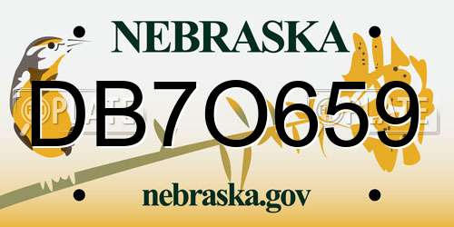 DB7O659 Nebraska License Plate