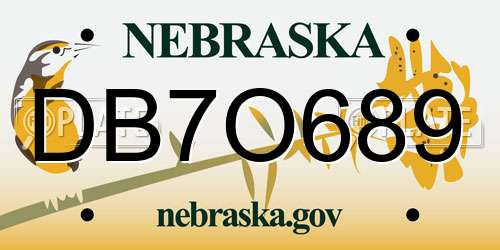 DB7O689 Nebraska License Plate