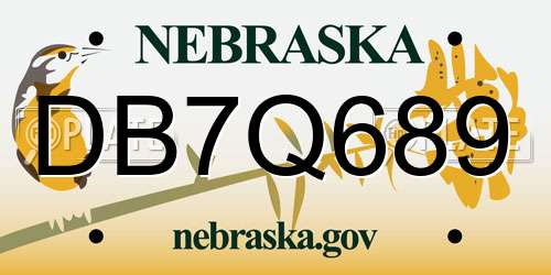 DB7Q689 Nebraska License Plate