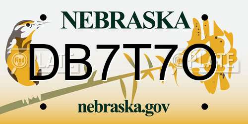 DB7T7O Nebraska License Plate