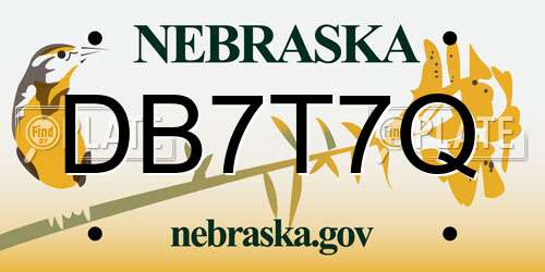 DB7T7Q Nebraska License Plate